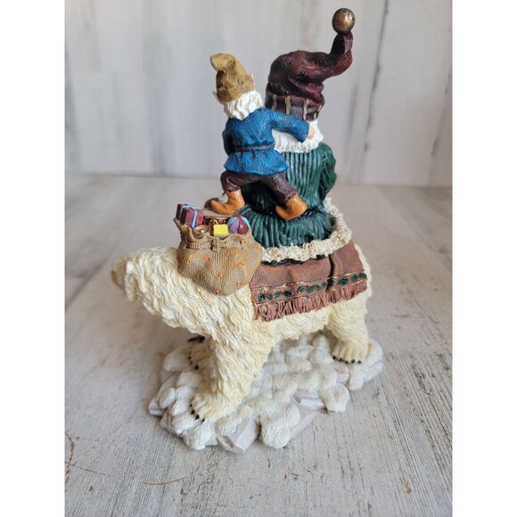 Rustic Santa riding polar bear elf naughty Nice list vintage figure decor Xmas - Picture 5 of 8